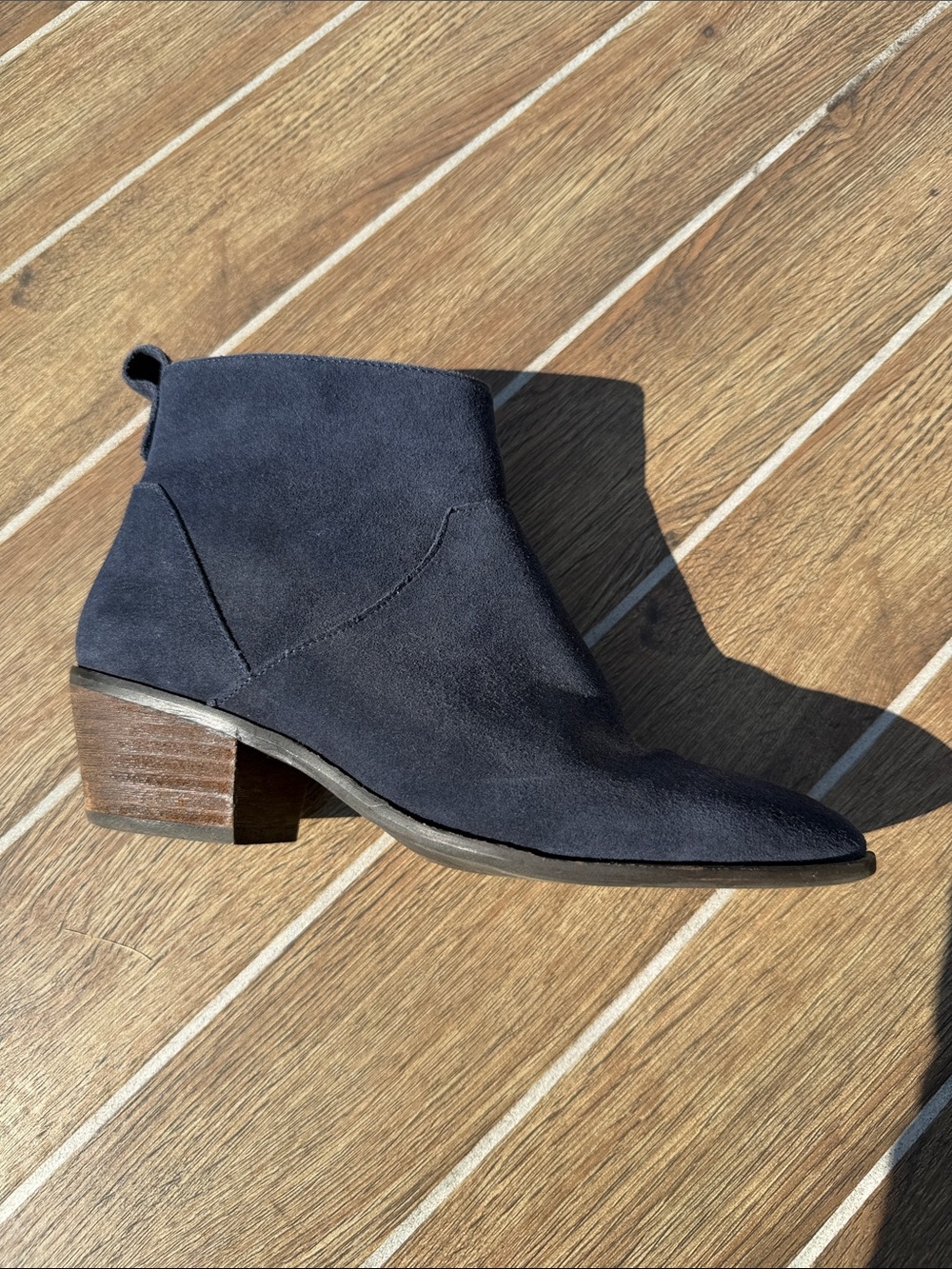 Women’s Navy Suede Chelsea Ankle Boots with Tan Trim